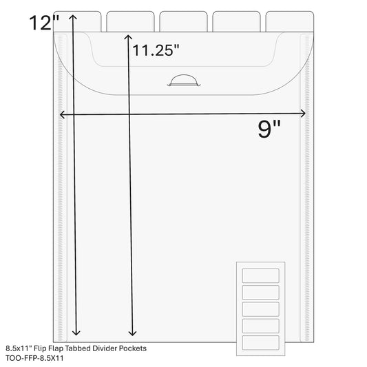 8.5X11 Flip Flap Tabbed Divider Pockets - 10pk