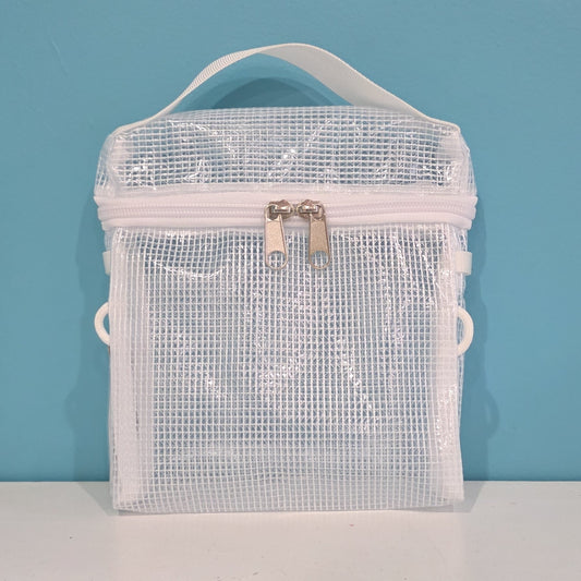 Pouch for travel, crossbody bag, clear, connects with other pouches